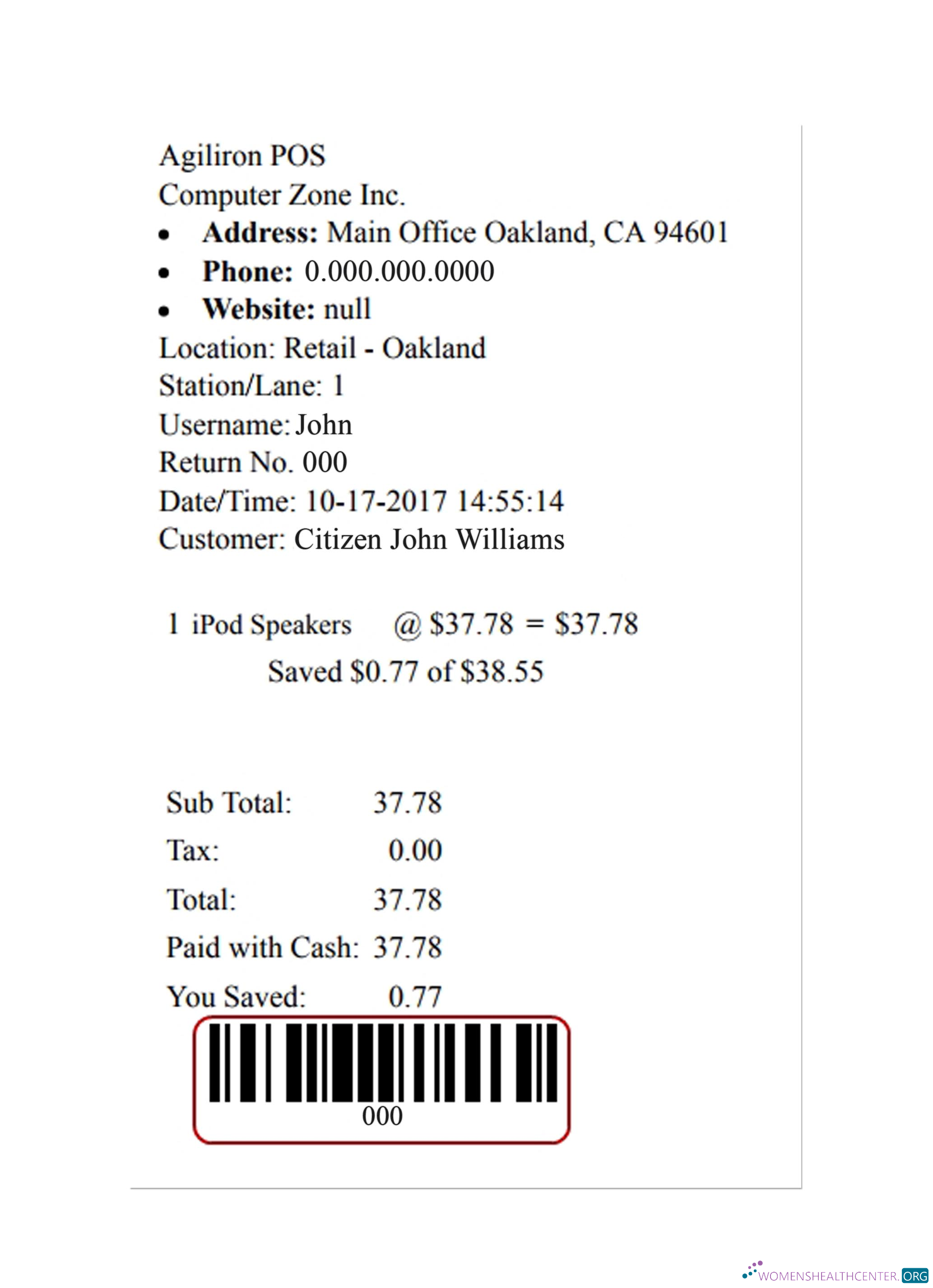 Download AGILIRON POS payment check Photoshop template
